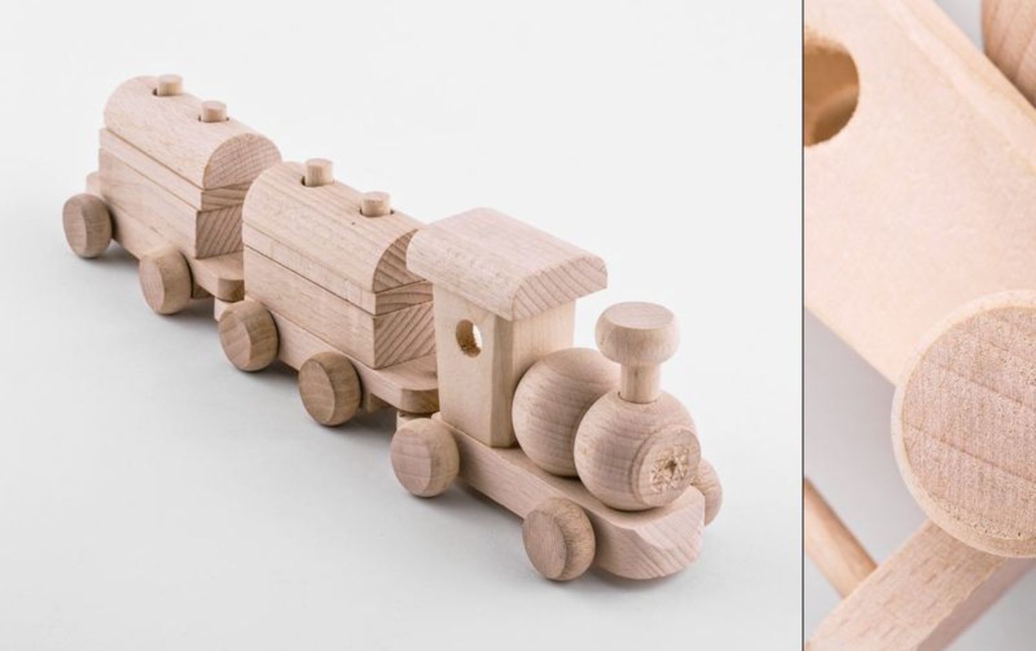 Wooden train with wagons photo 3