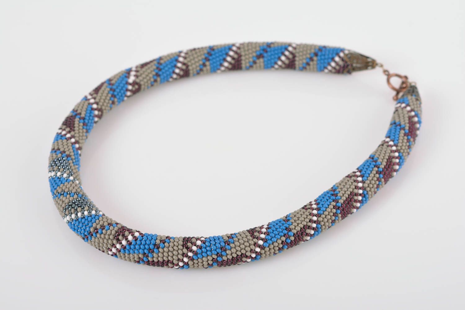 Handmade beaded cord necklace stylish for women large beautiful accessory photo 1