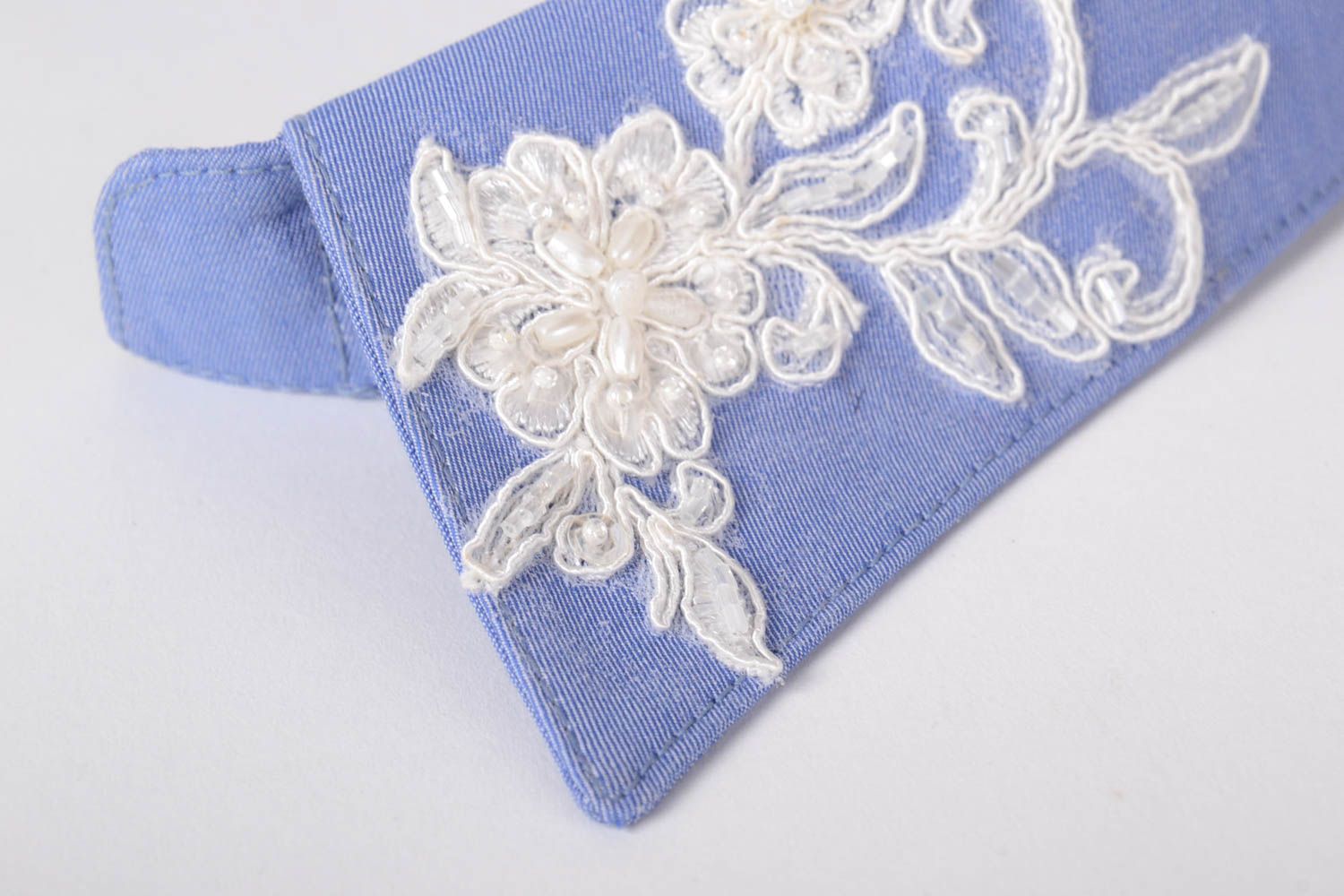 Handmade abnehmbarer Kragen Mode Schmuck Accessoire für Frauen blau weiß foto 5