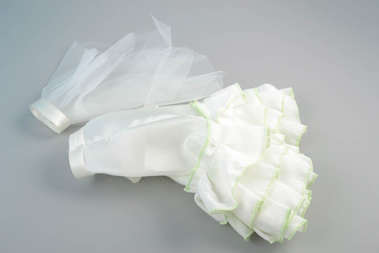 Helle weiße handgemachte Flaschen Kleidung Brautkleid und Brautschleier foto 4