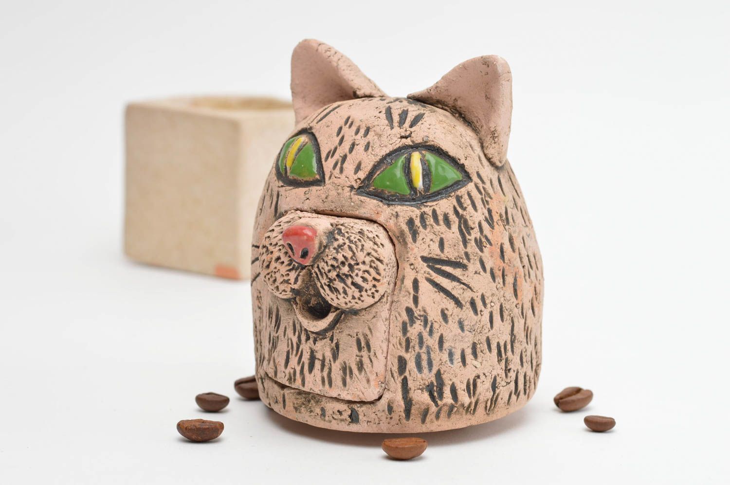 Handmade Schmuck Schatulle Geschenk für Frau Wohnzimmer Deko in Form von Katze foto 1