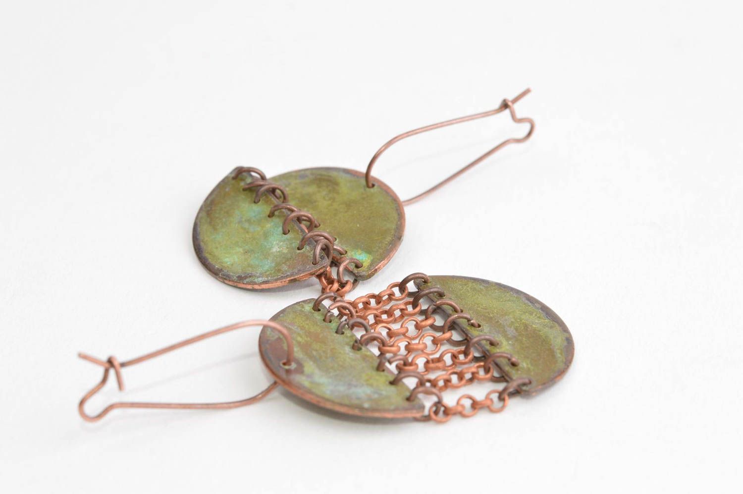 Pendientes artesanales bisutería fina de cobre regalo original para mujeres foto 4