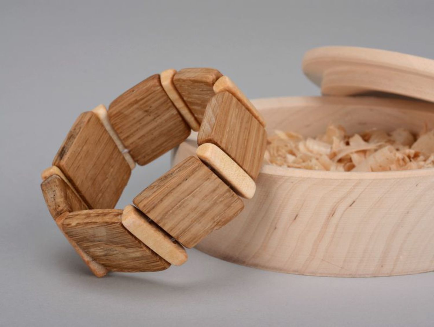 Bracciale di legno fatto a mano braccialetto chiaro braccialetto da polso

 foto 2