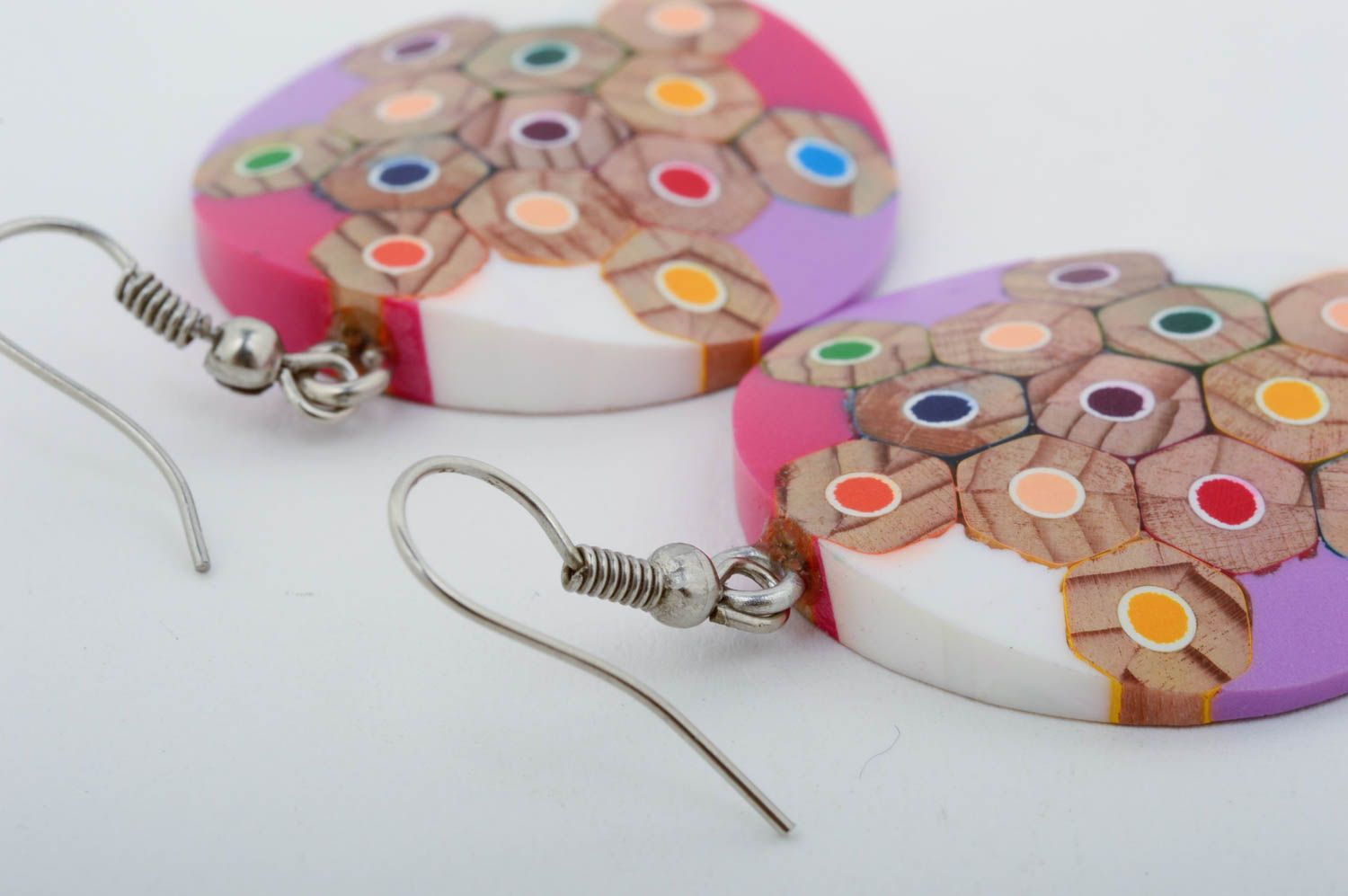 Boucles d'oreilles design Bijou fait main rondes pendantes Cadeau pour femme photo 5