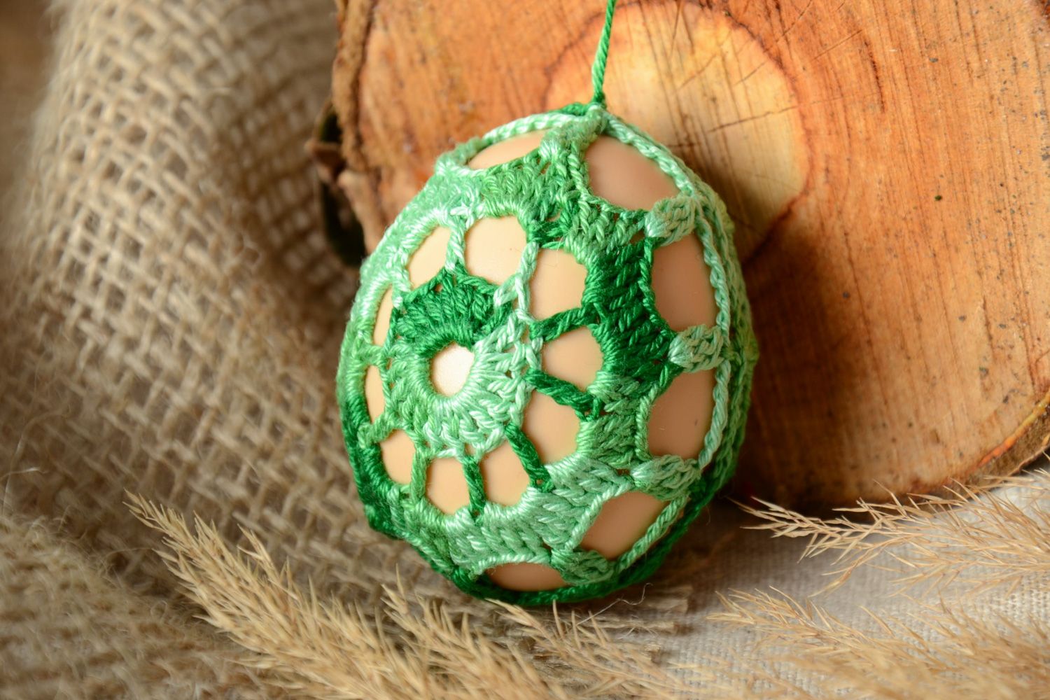 Decorative handmade Easter egg in lacy cover photo 1