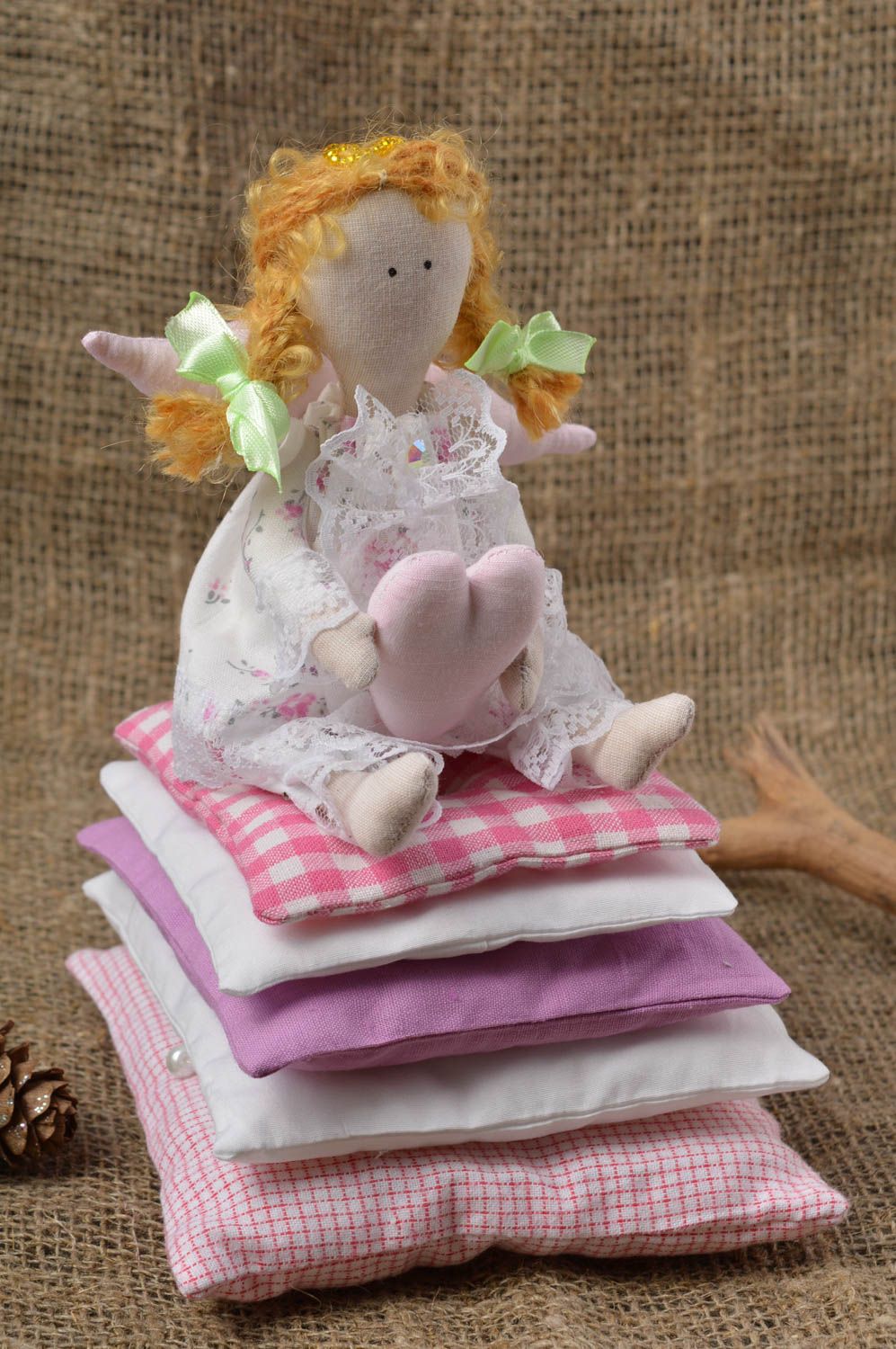Handmade doll unusual doll with pillow designer toy for girl nursery decor photo 1