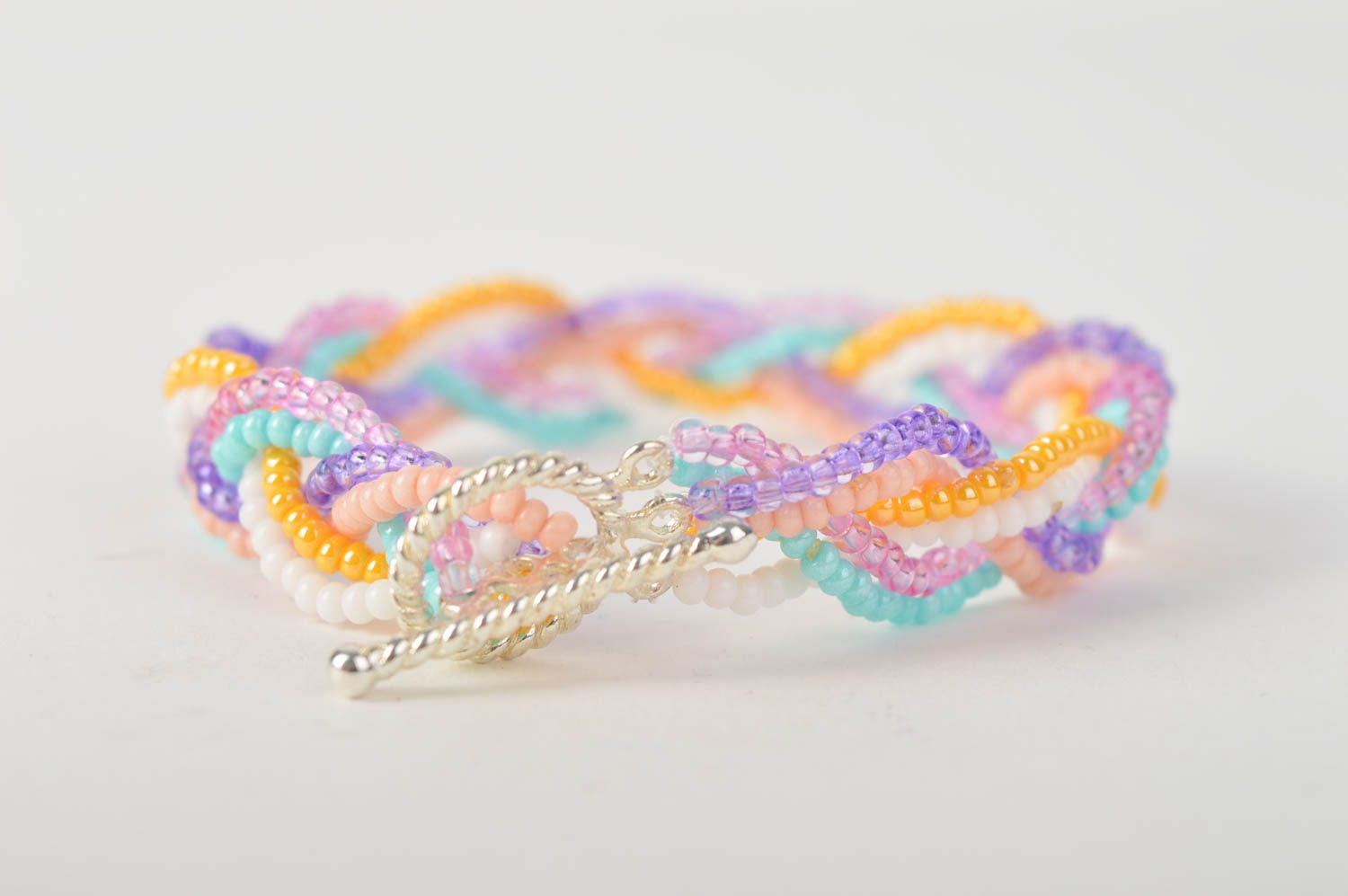Handmade braided bracelet bright fashion jewelry wrist beaded accessory photo 3