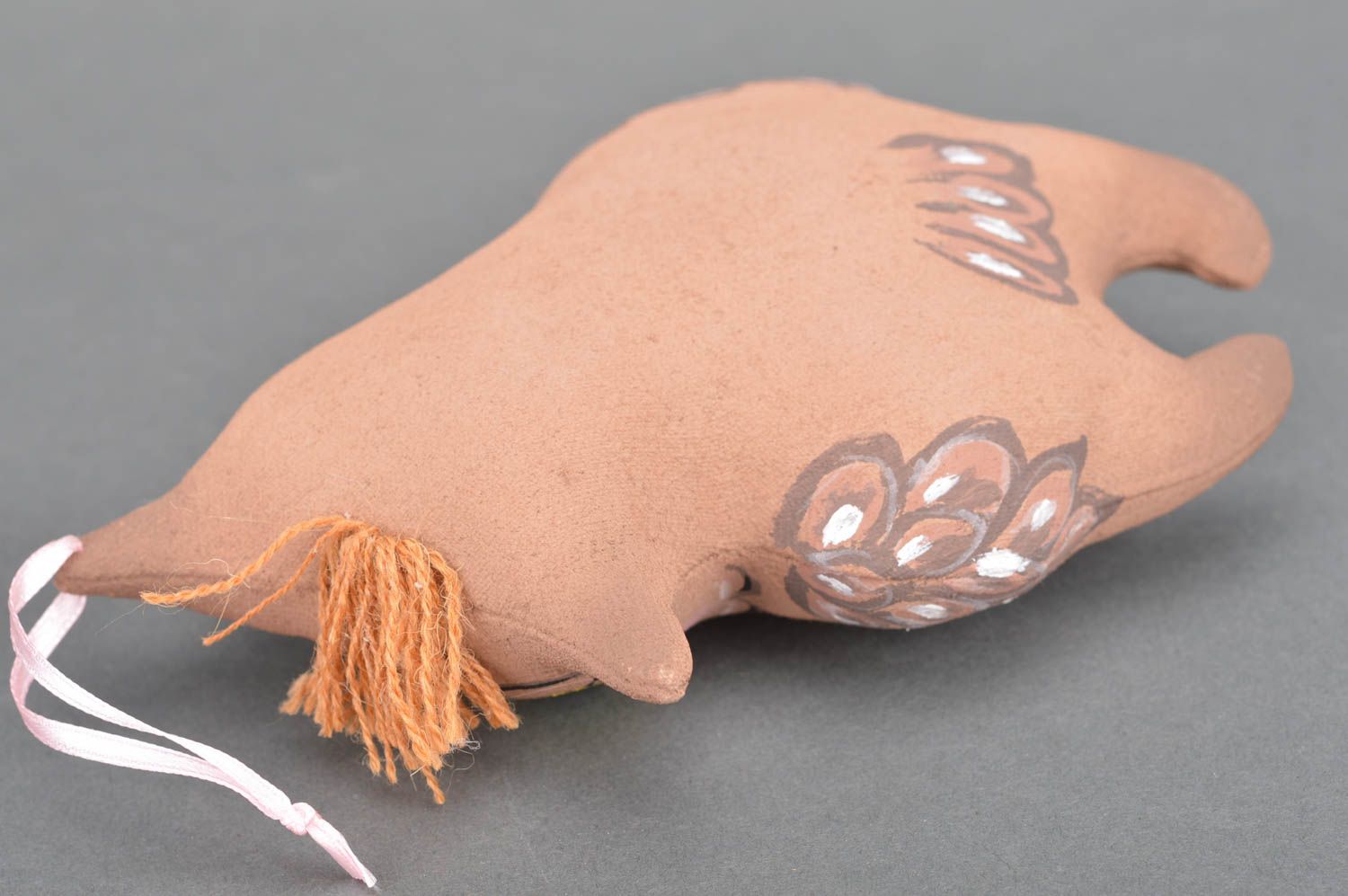 Handmade decorative brown toy owl with loop interior designer wall pendant photo 5