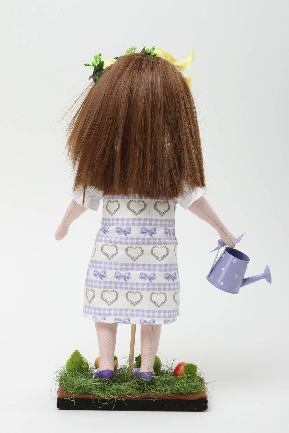 Кукла ручной работы кукла из ткани с веночком мягкая кукла на подставке фото 4