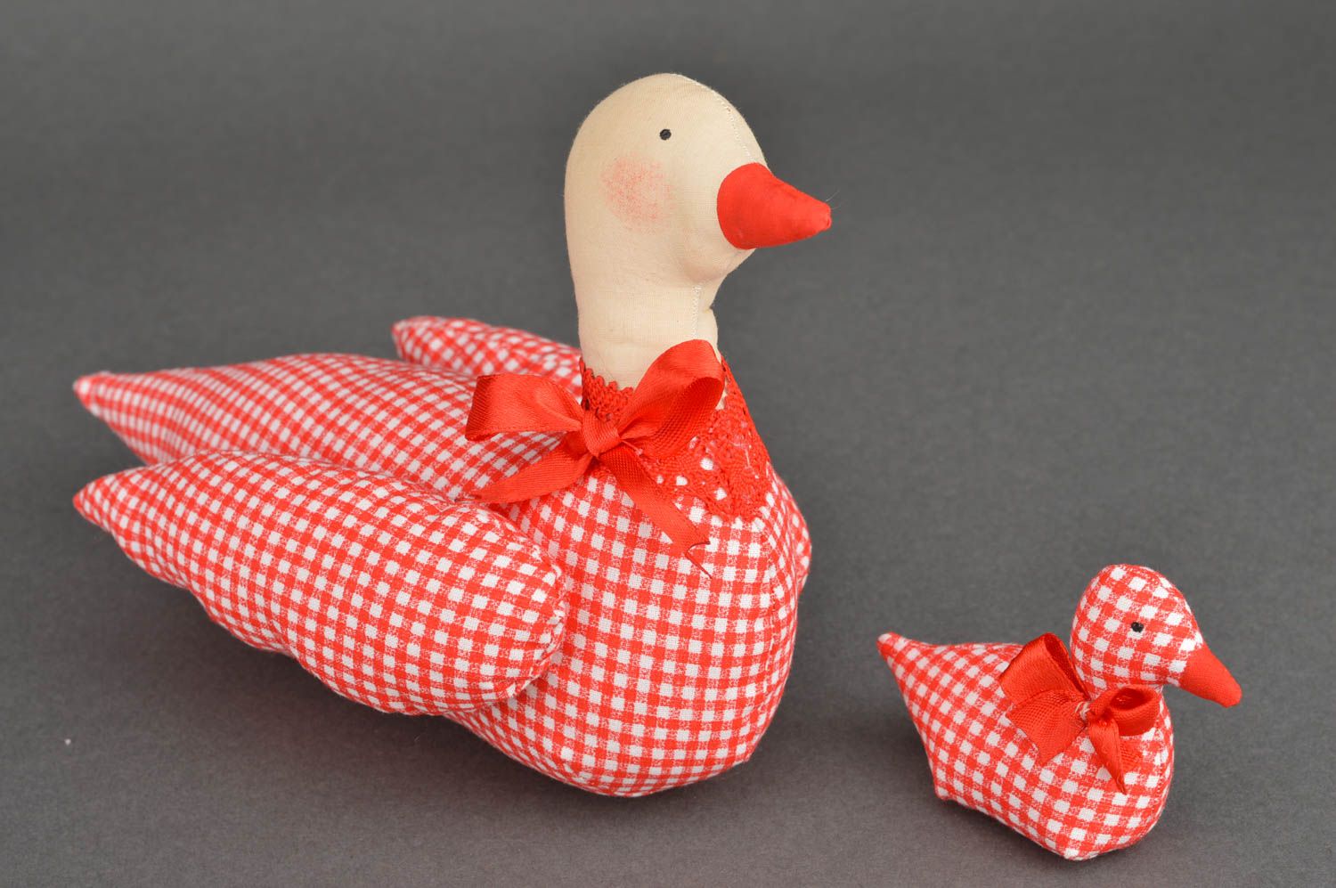 Beautiful homemade designer fabric soft toys duck and duckling bathroom decor photo 5