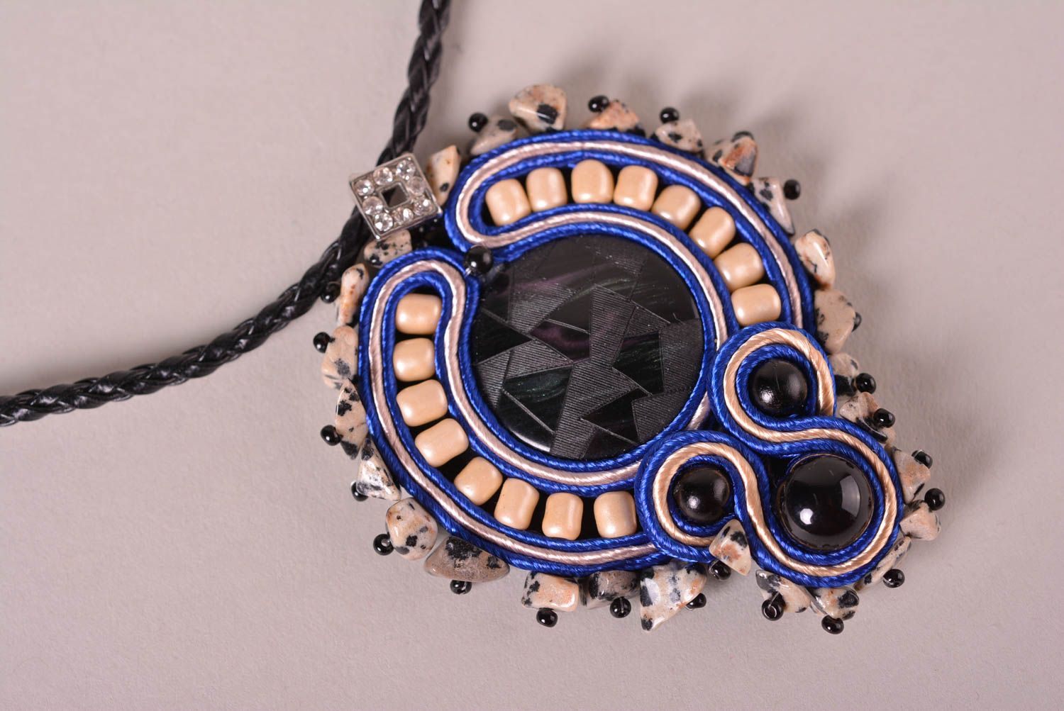 Handmade soutache pendant unusual design pendant soutache jewelry women gifts  photo 3