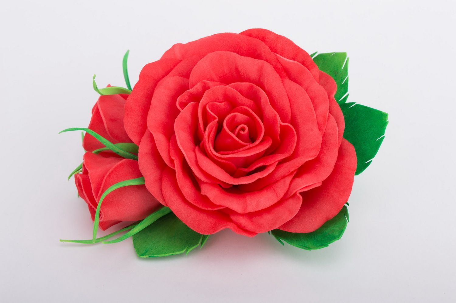 Blume Haarspange handgemachter Schmuck modisches Accessoire für Haare rote Rose  foto 2
