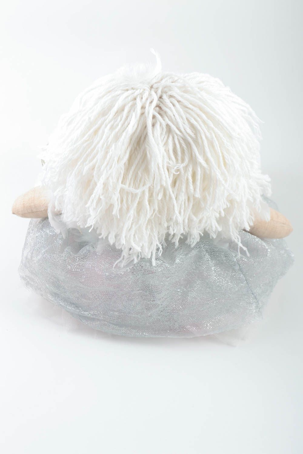 Handgemachte Stoff Puppe Engel mit weißen Haaren klein schön originell für Kind foto 4