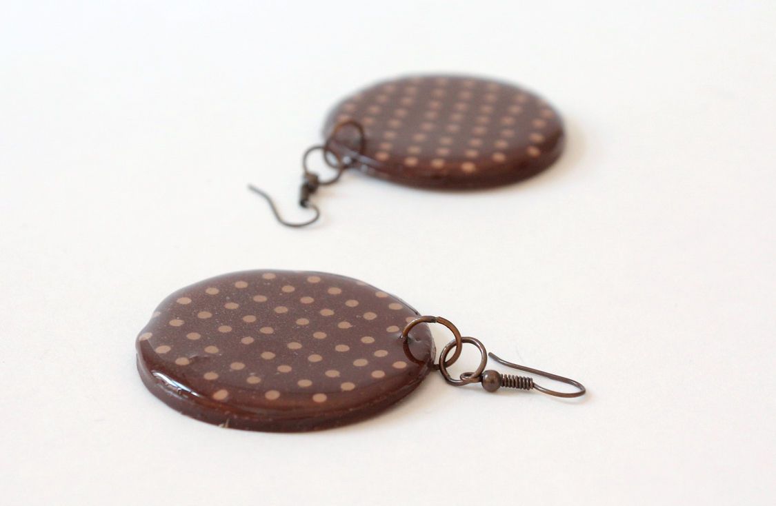 Round earrings made ​​of polymer clay photo 1