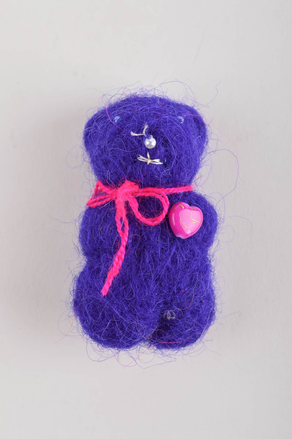 Jouet enfant Peluche ours fait main violet petit feutrage Cadeau original photo 2