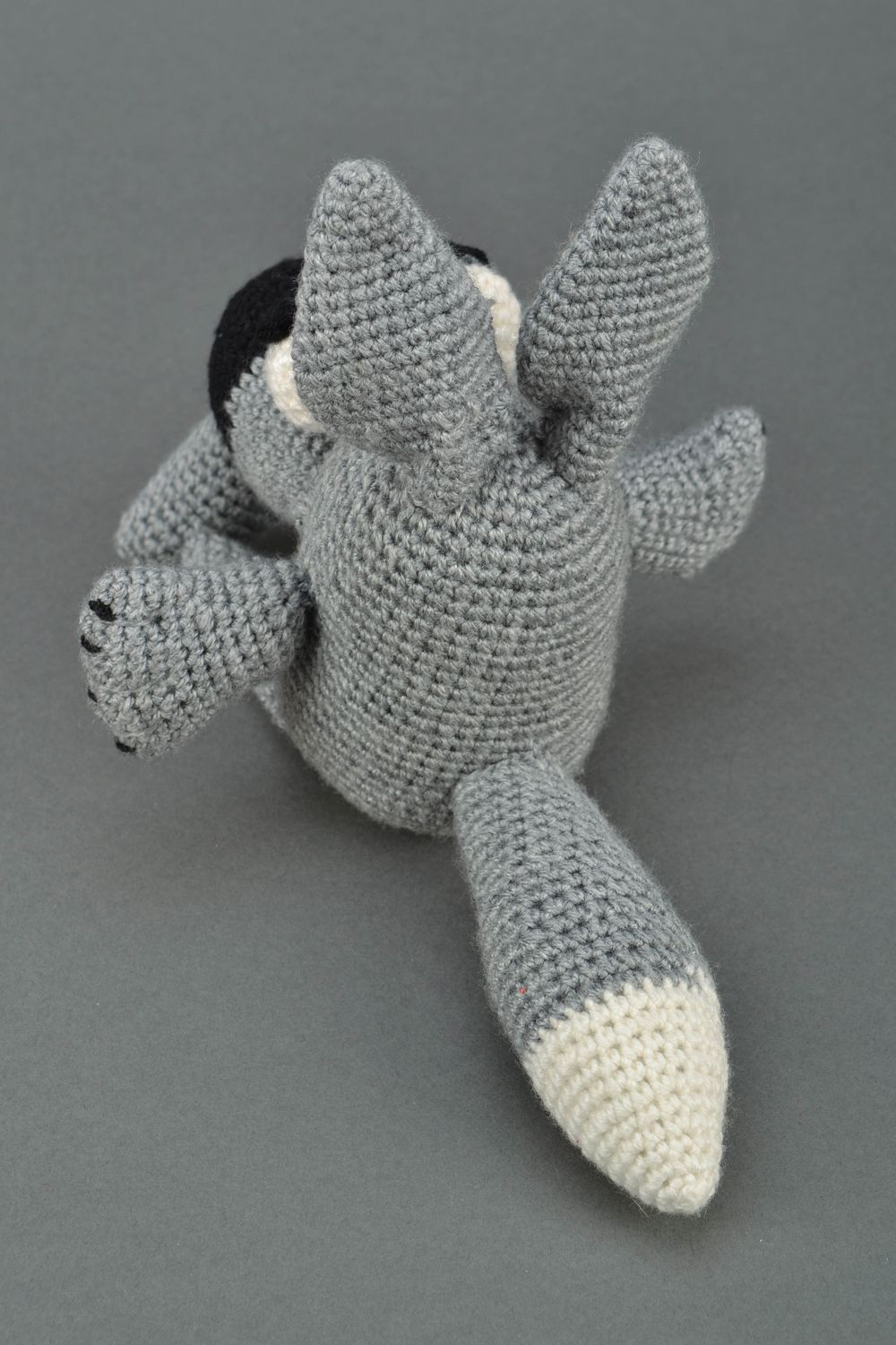 Doudou tricoté original loup gris photo 4
