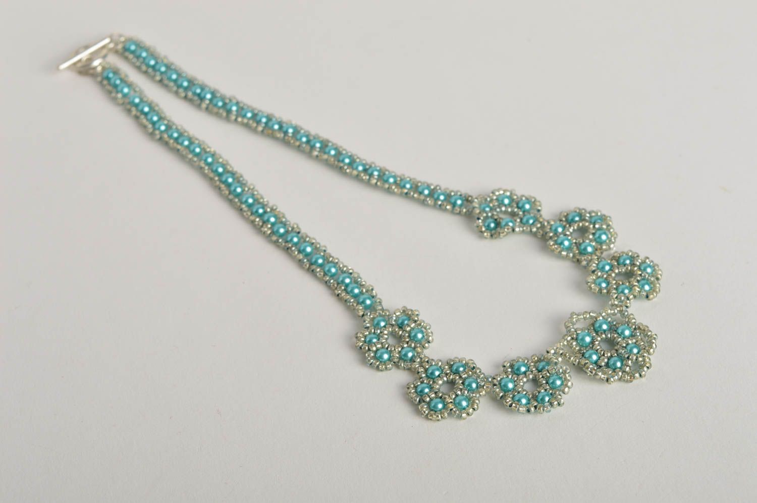 Handmade elegant beaded necklace beautiful evening necklace elite accessory photo 2