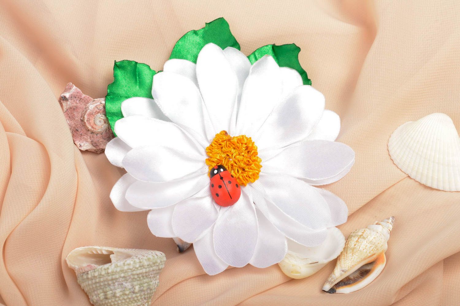 Kamille Blume Haarspange handgemachter Schmuck Accessoire für Mädchen zart foto 1