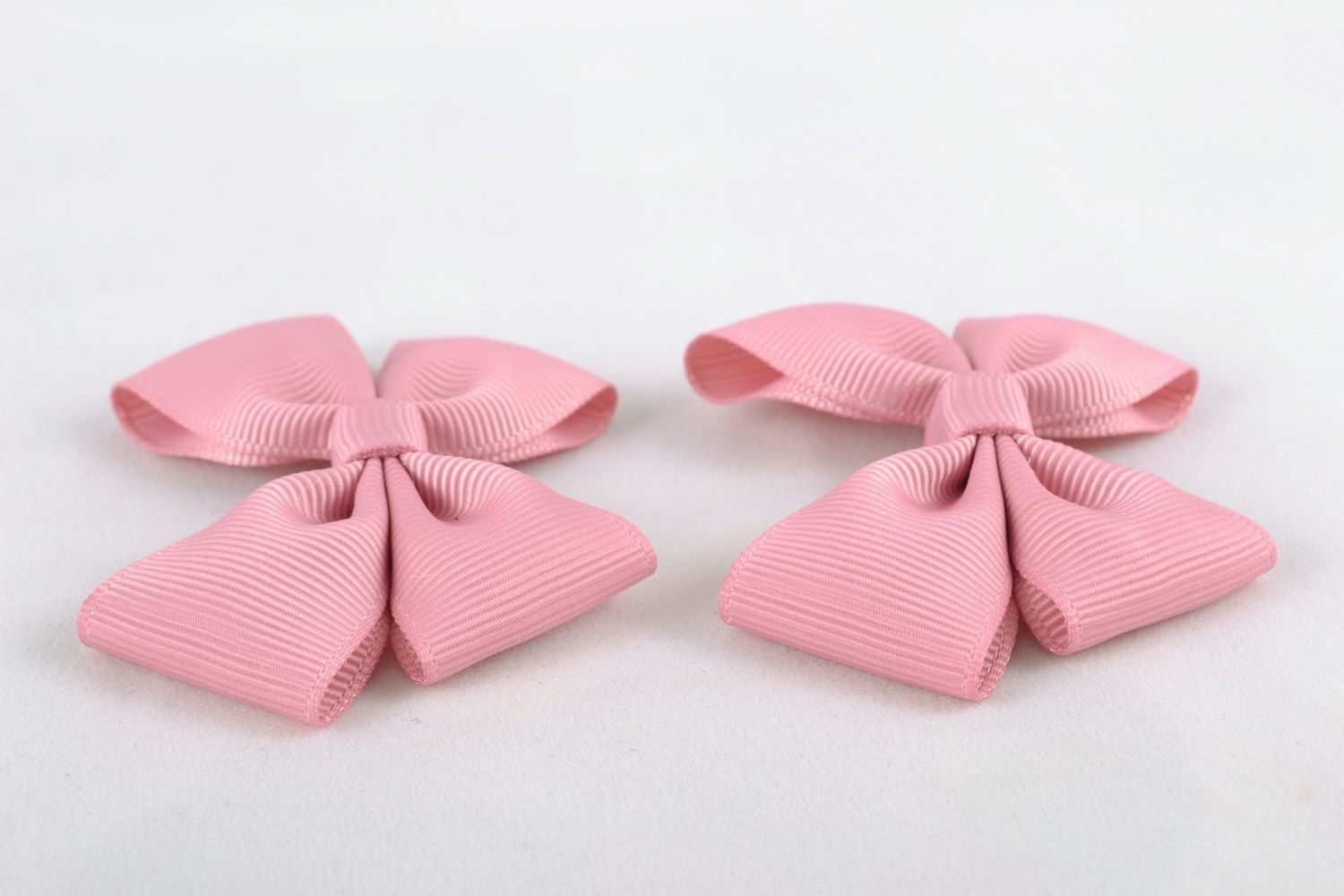 Handmade beautiful rep ribbon bows set of 2 pink pieces hair accessories photo 5
