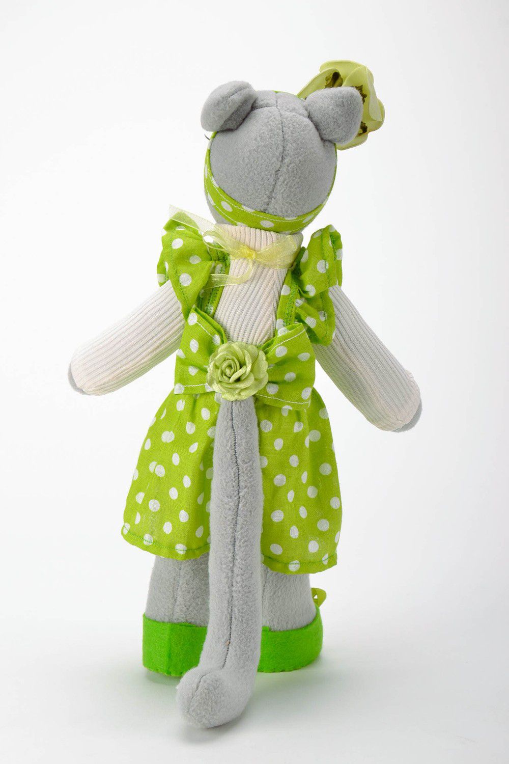 Soft toy Cat in a lime sundress photo 3
