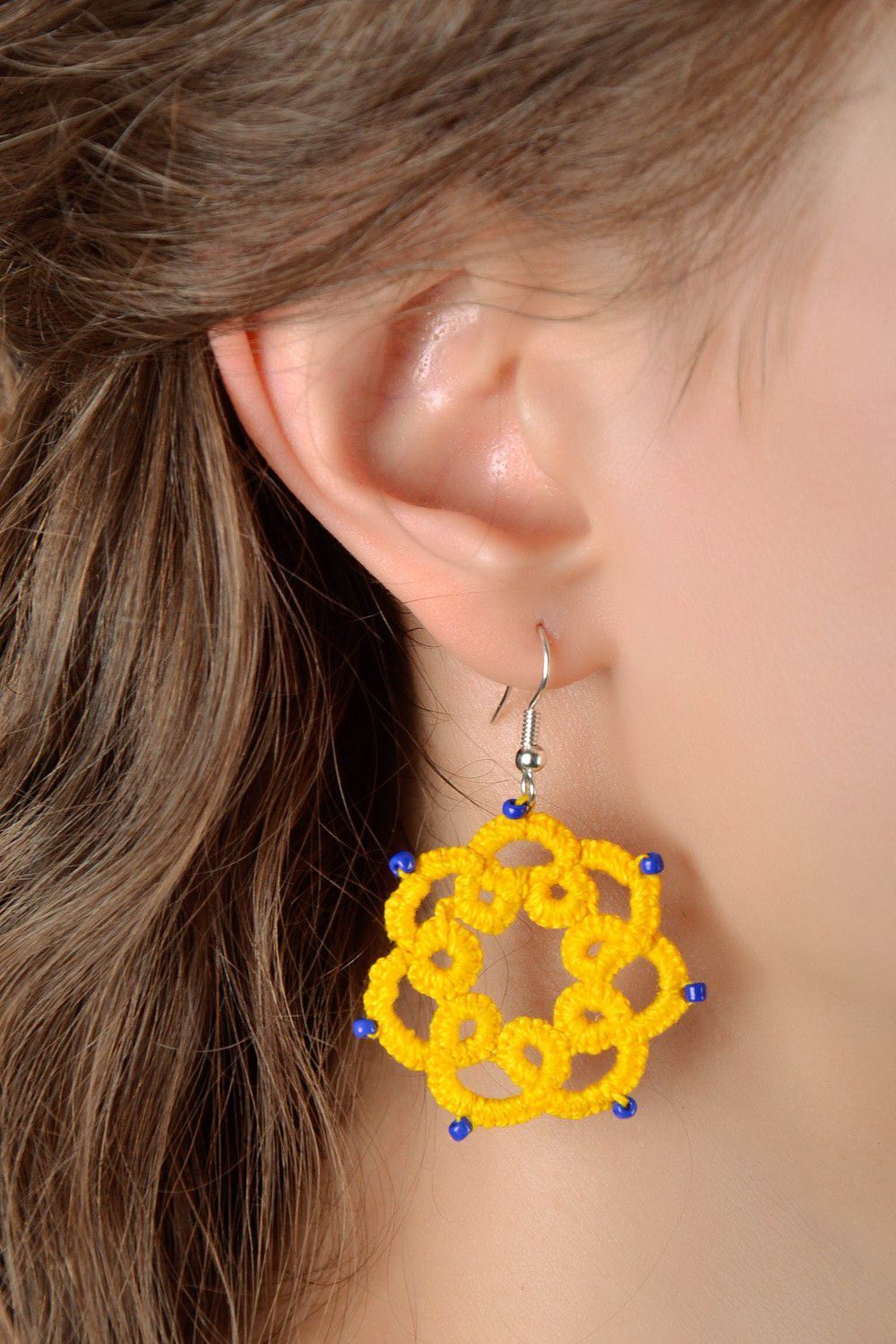 Earrings made from cotton lace Sun photo 4