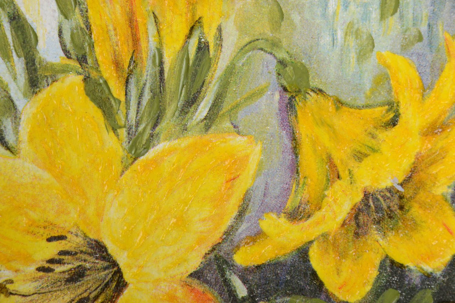 Handmade Deko Bild Wandbild Blumen Geschenkidee für Frau mit Holzrahmen Lilien  foto 4