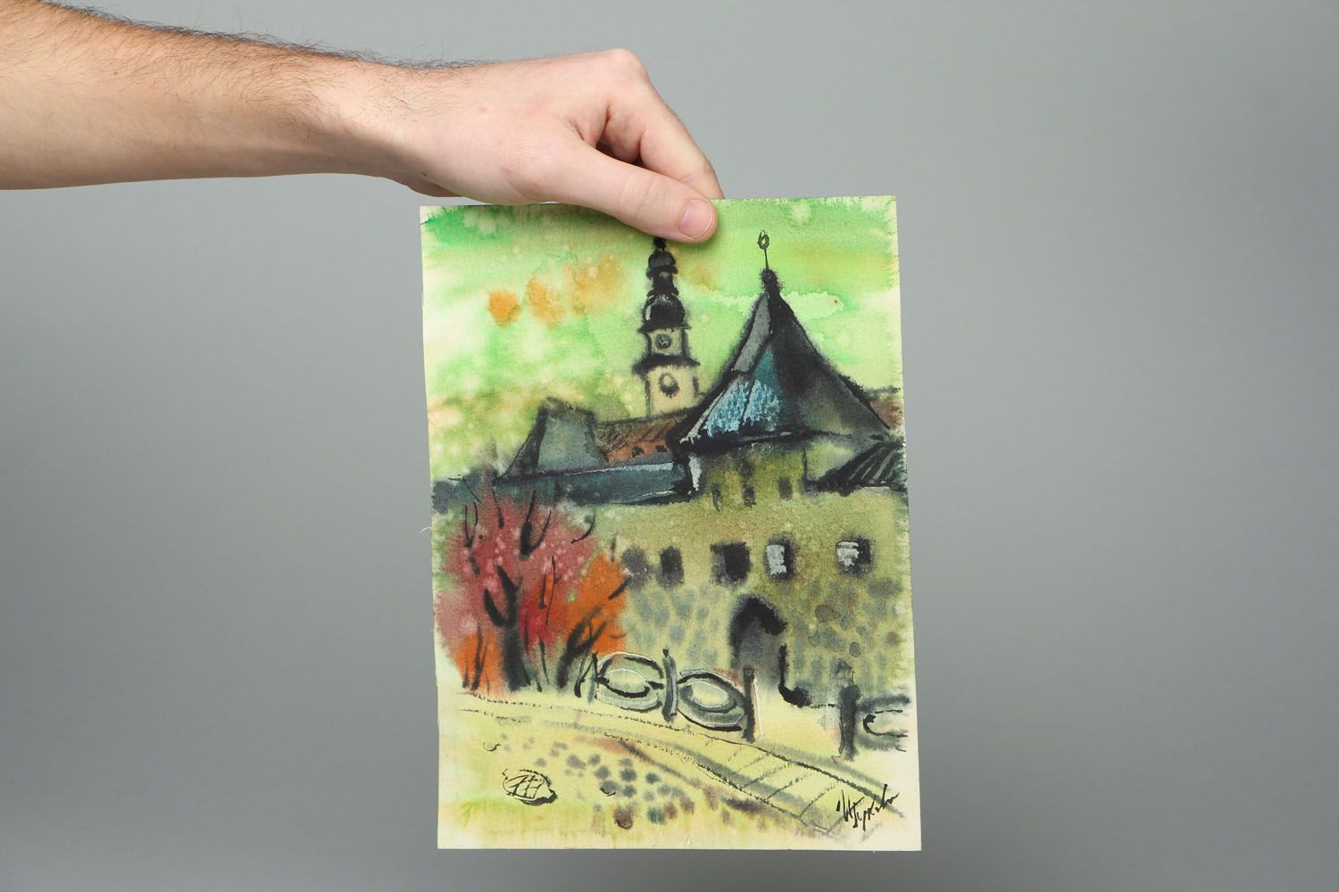 Watercolor painting Old Lviv photo 5
