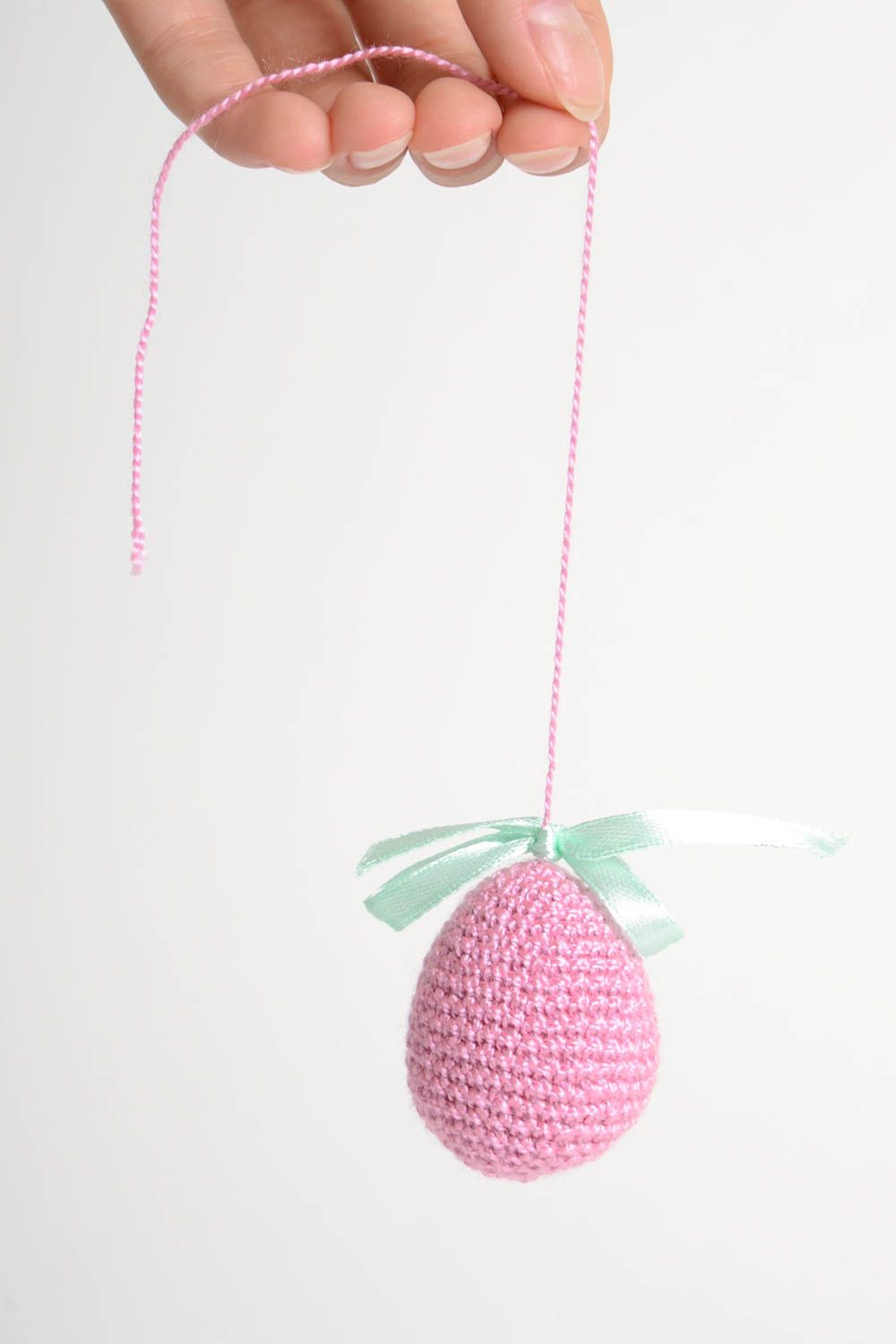 Unusual handmade crochet Easter egg Easter interior decorating wall hanging photo 5