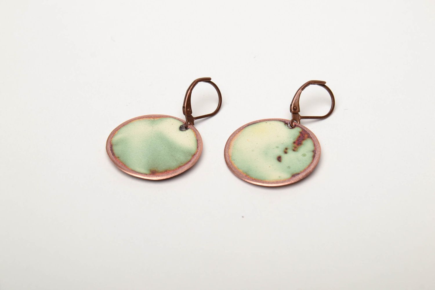Copper earrings painted with hot enamel photo 5