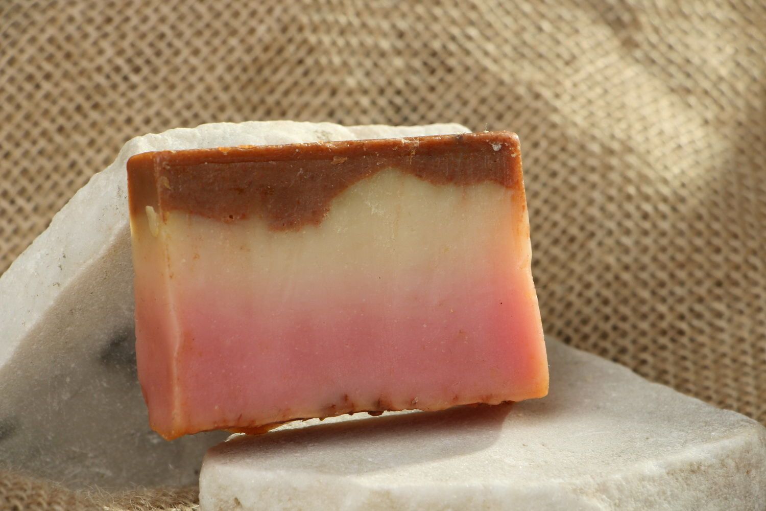 Handmade soap with a pink clay photo 1