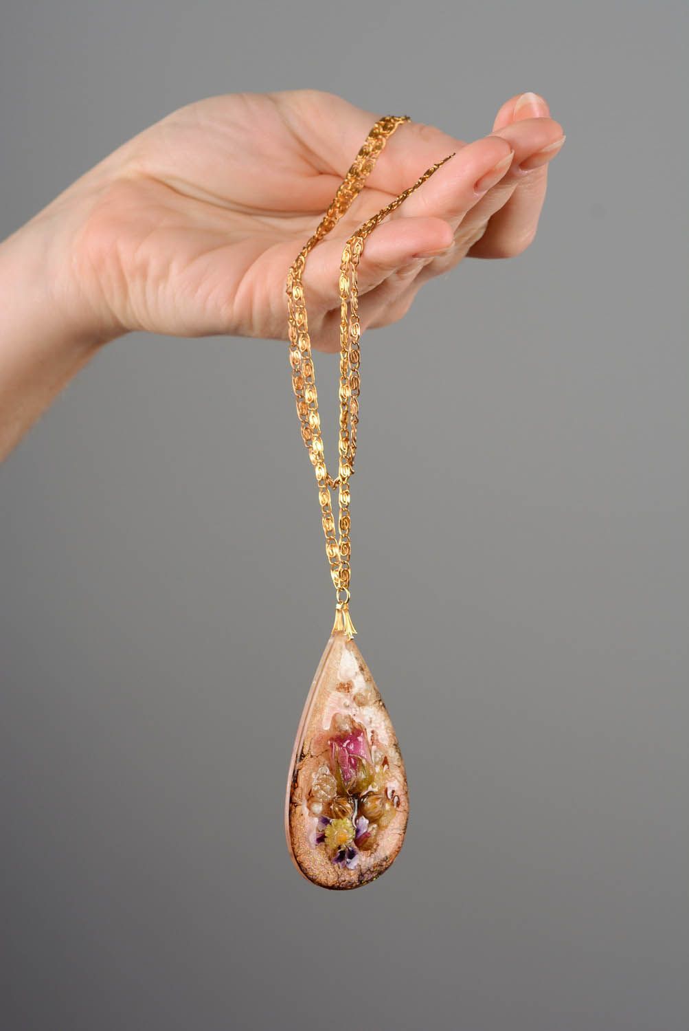 Pendentif fantaisie fait main Bijoux originaux chaîne fleurs Idée cadeau femme photo 2