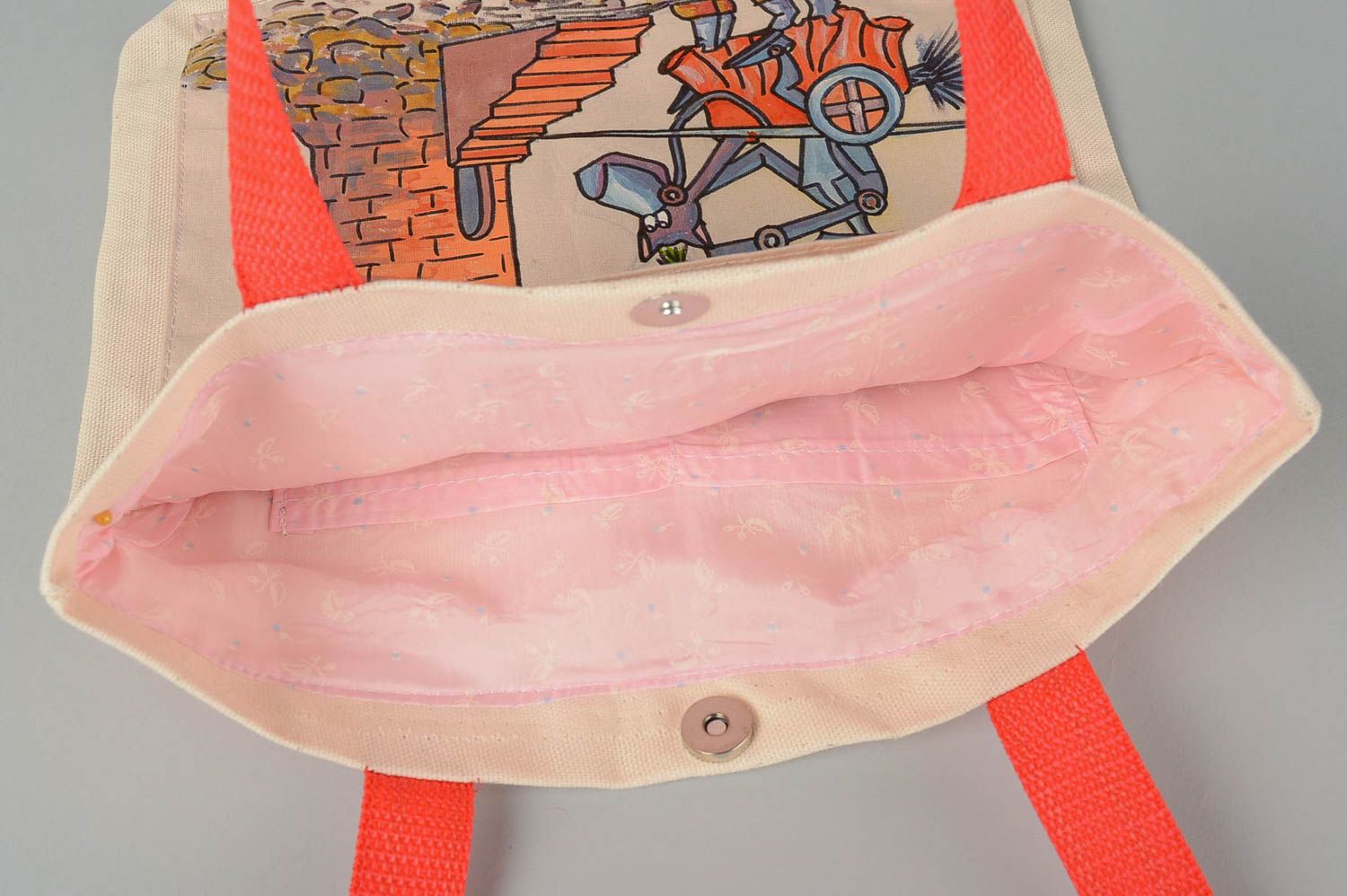 Handmade shoulder bag with painting stylish handbag textile handbag for girls photo 4