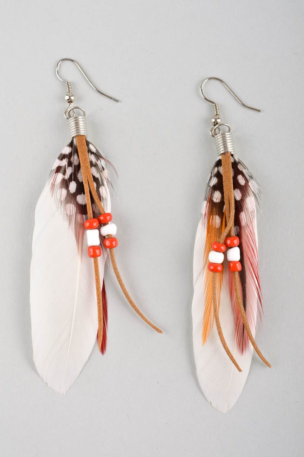 Feather earrings with charms stylish accessories feather jewelry summer jewelry photo 3