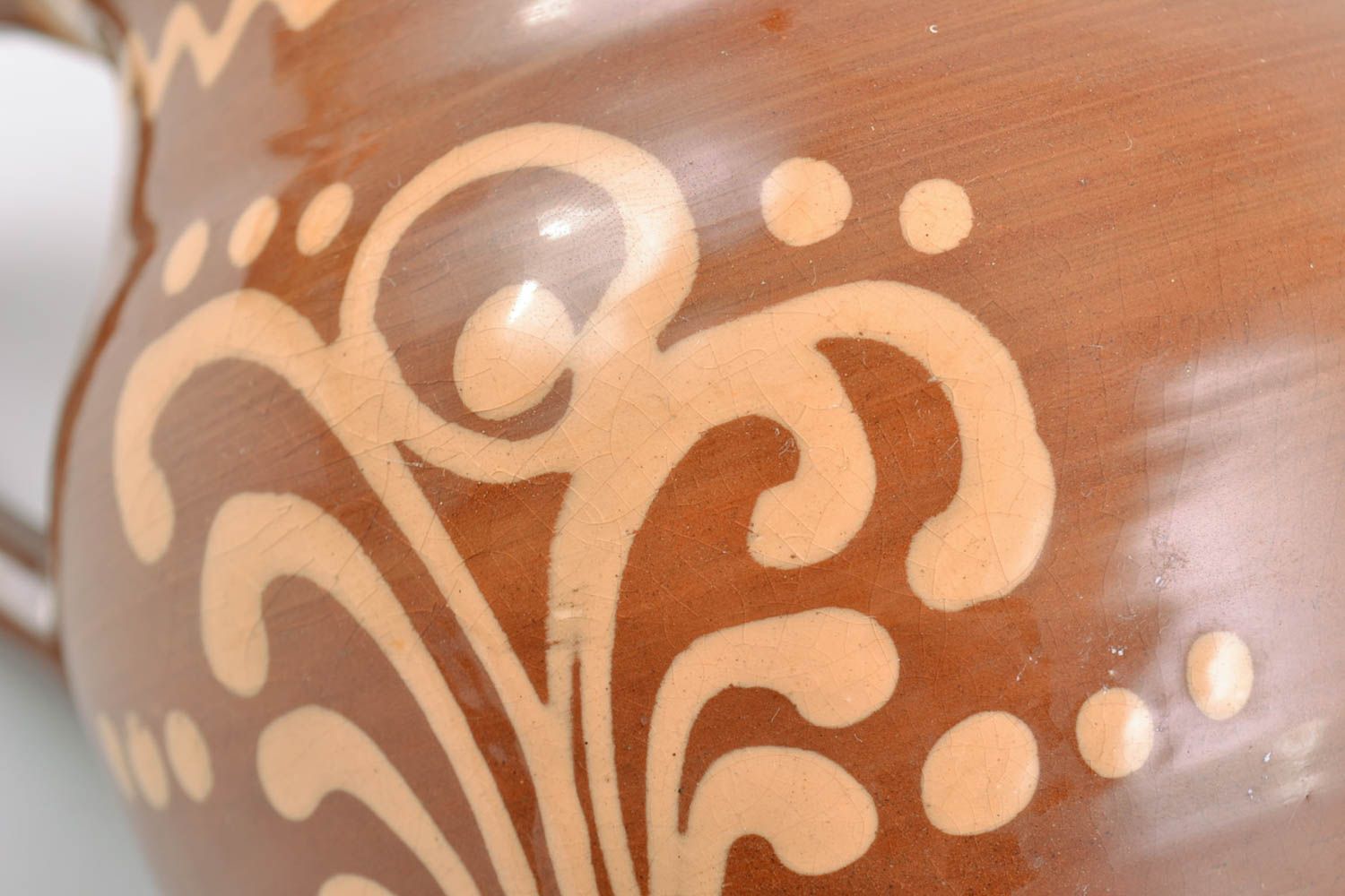 Handgemachter keramischer Krug mit Bemalung von Glasur ohne Deckel 600 ml foto 5