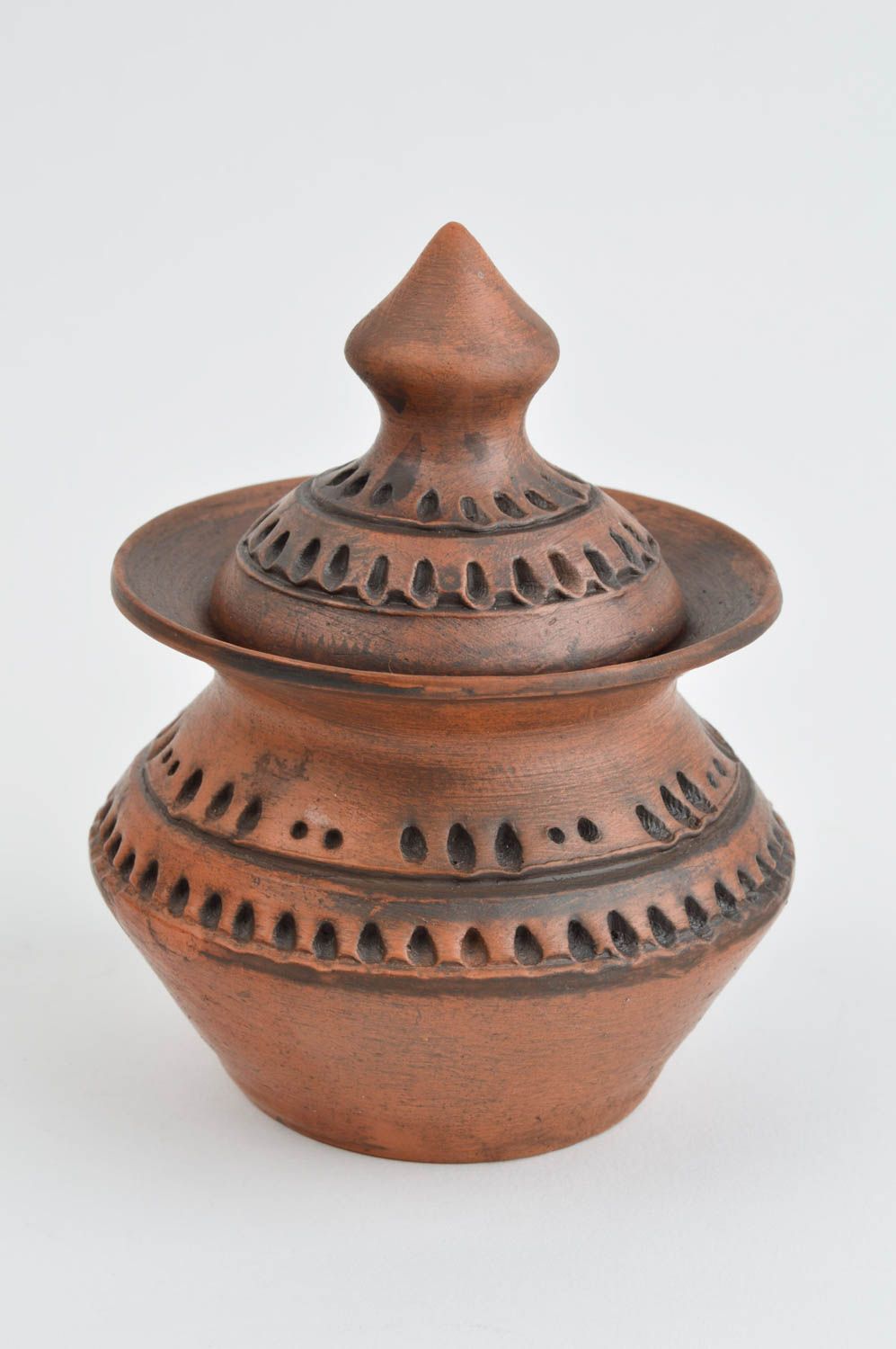 Tarro de barro hecho a mano original estiloso vasija de barro cerámica artesanal foto 2