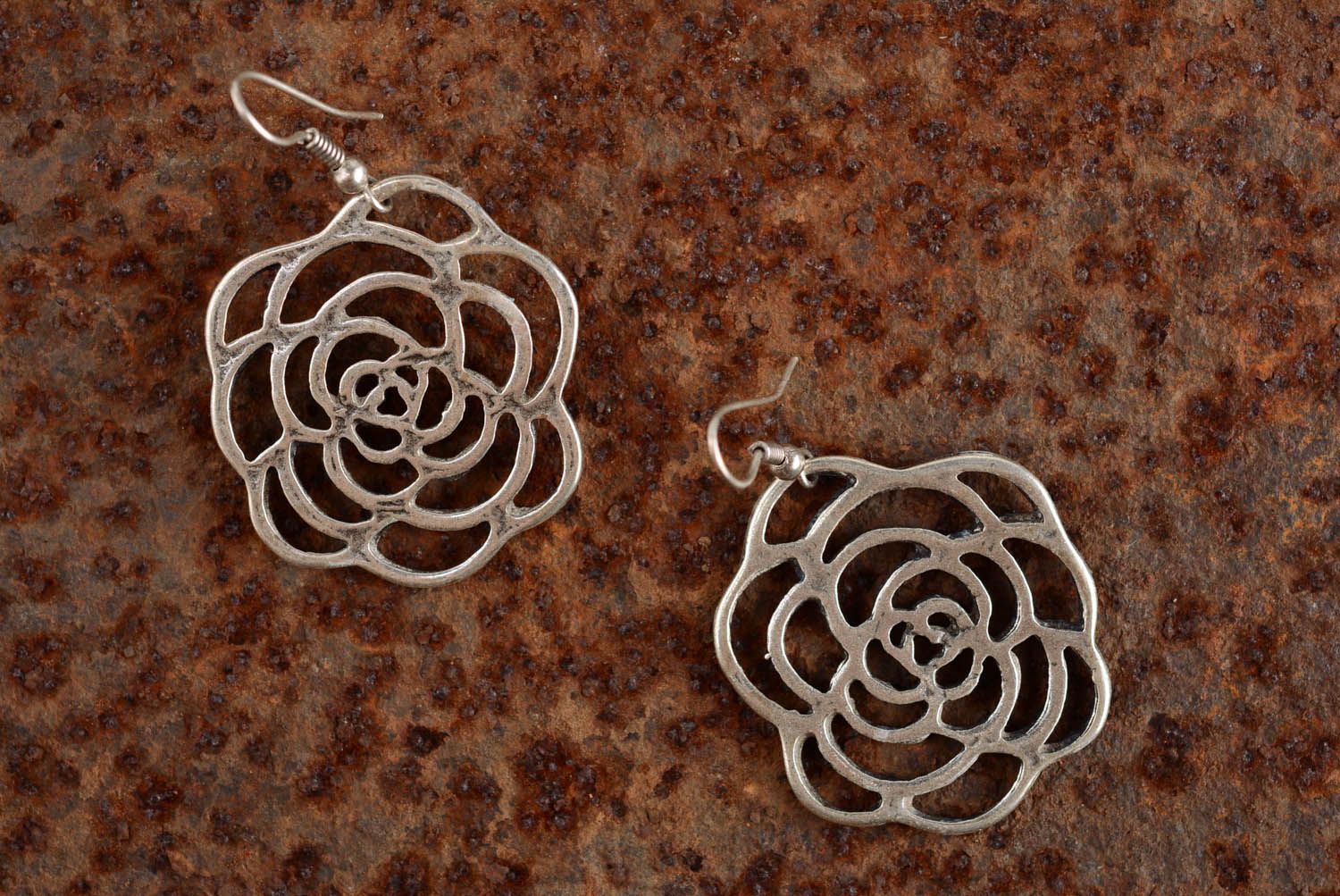 Silvered earrings Roses photo 1