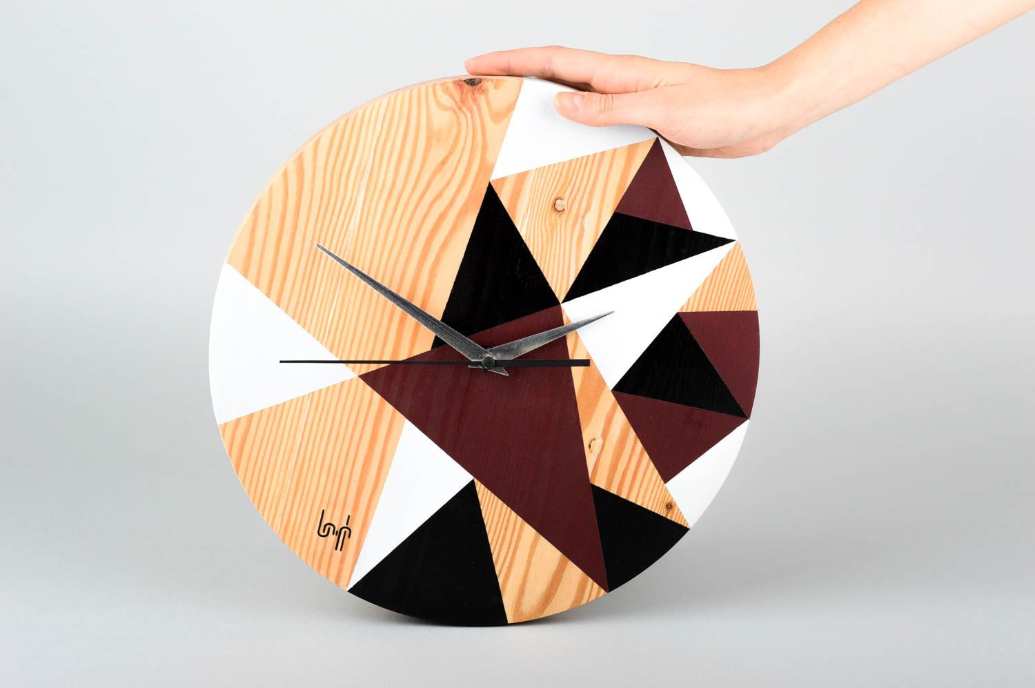 Handmade interior clock stylish wooden clock beautiful round wall clock photo 2
