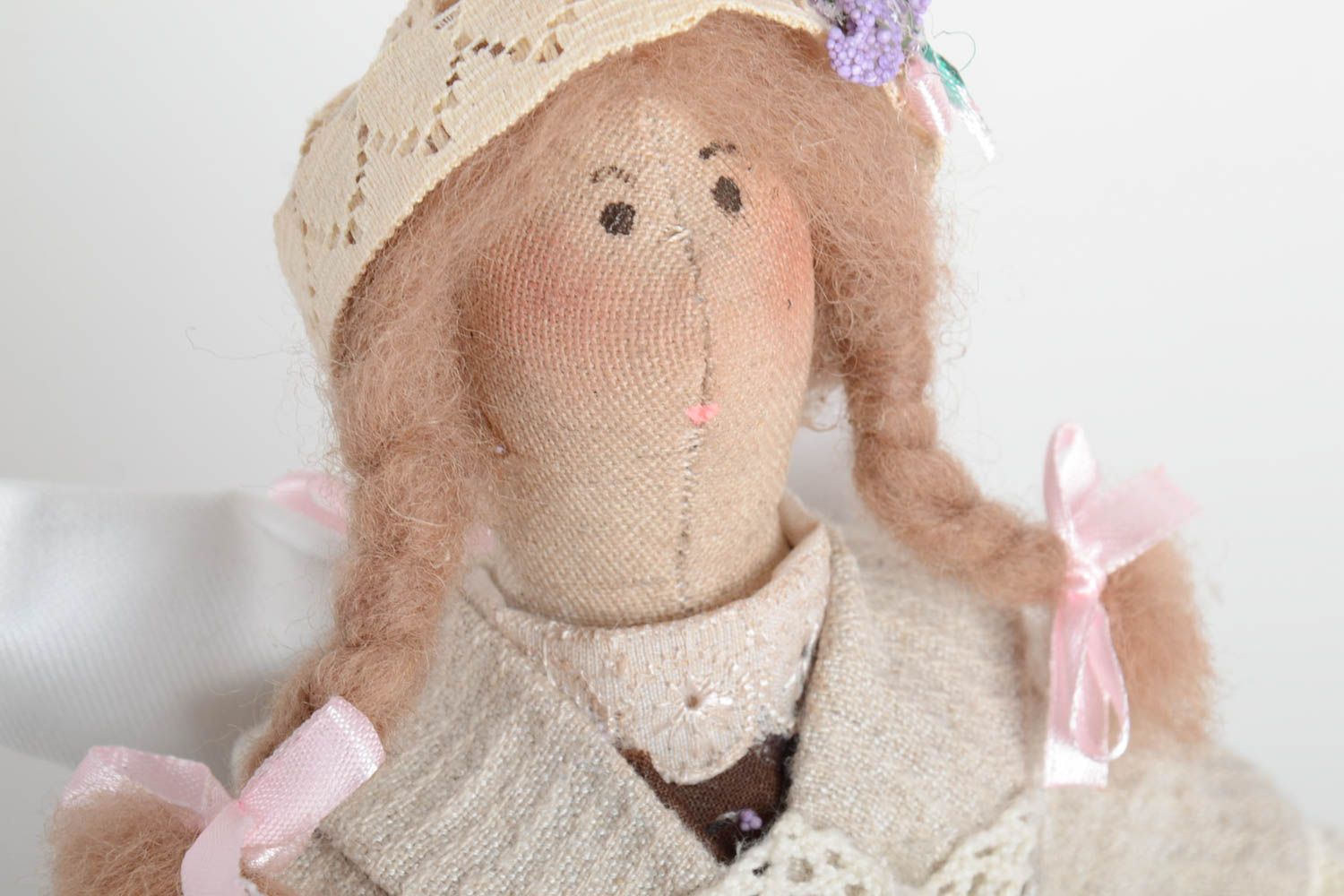 Stoffpuppe Engel Puppe handgemacht Hausfrau Geschenk für Freundin Wohnung Deko foto 3