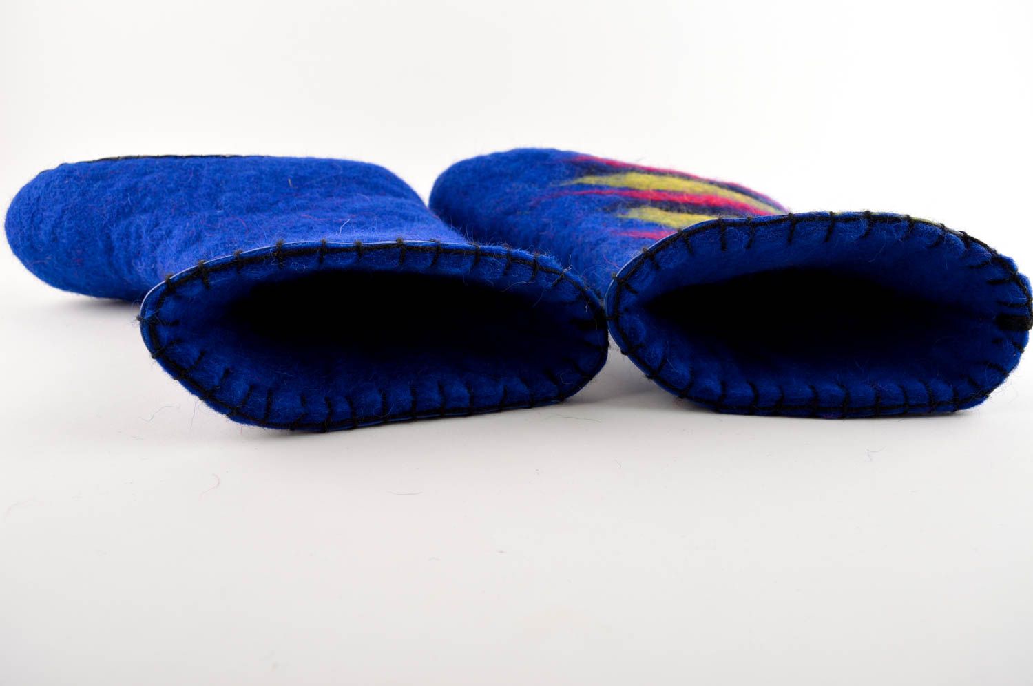 Pantoufles en laine fait main Bottes de feutre bleues Accessoire femme photo 5