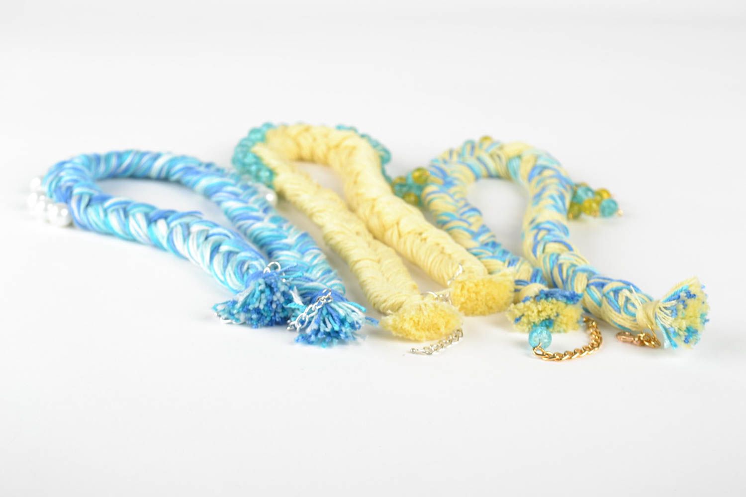 Designer bijouterie handmade necklaces made of threads fabric accessories photo 4