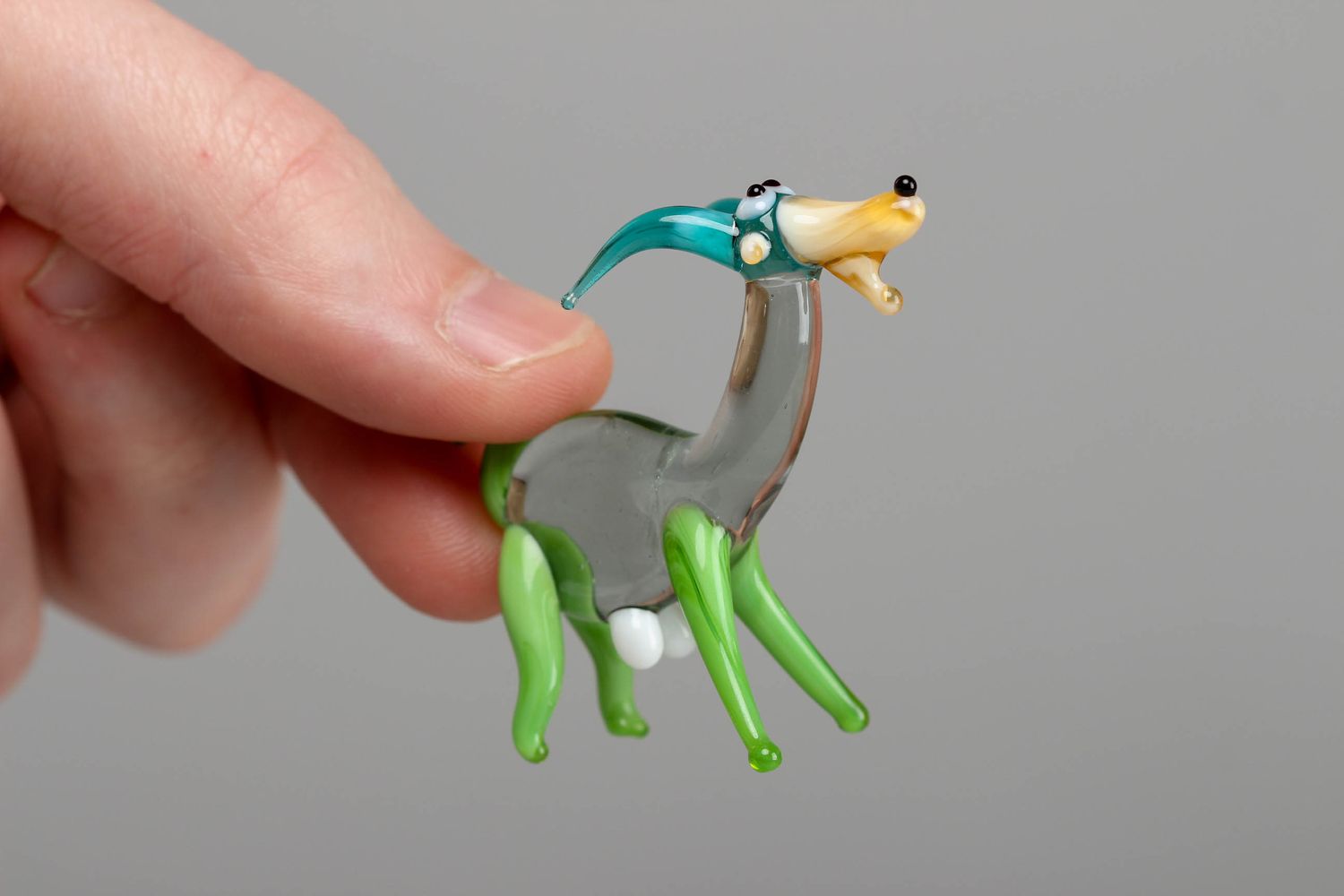 Handmade colored glass figurine of goat photo 4