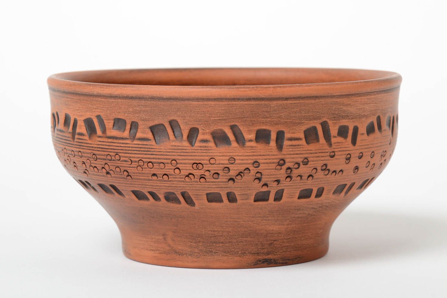 Clay interior bowl 700 ml with brown pattern beautiful handmade kitchen pottery photo 2