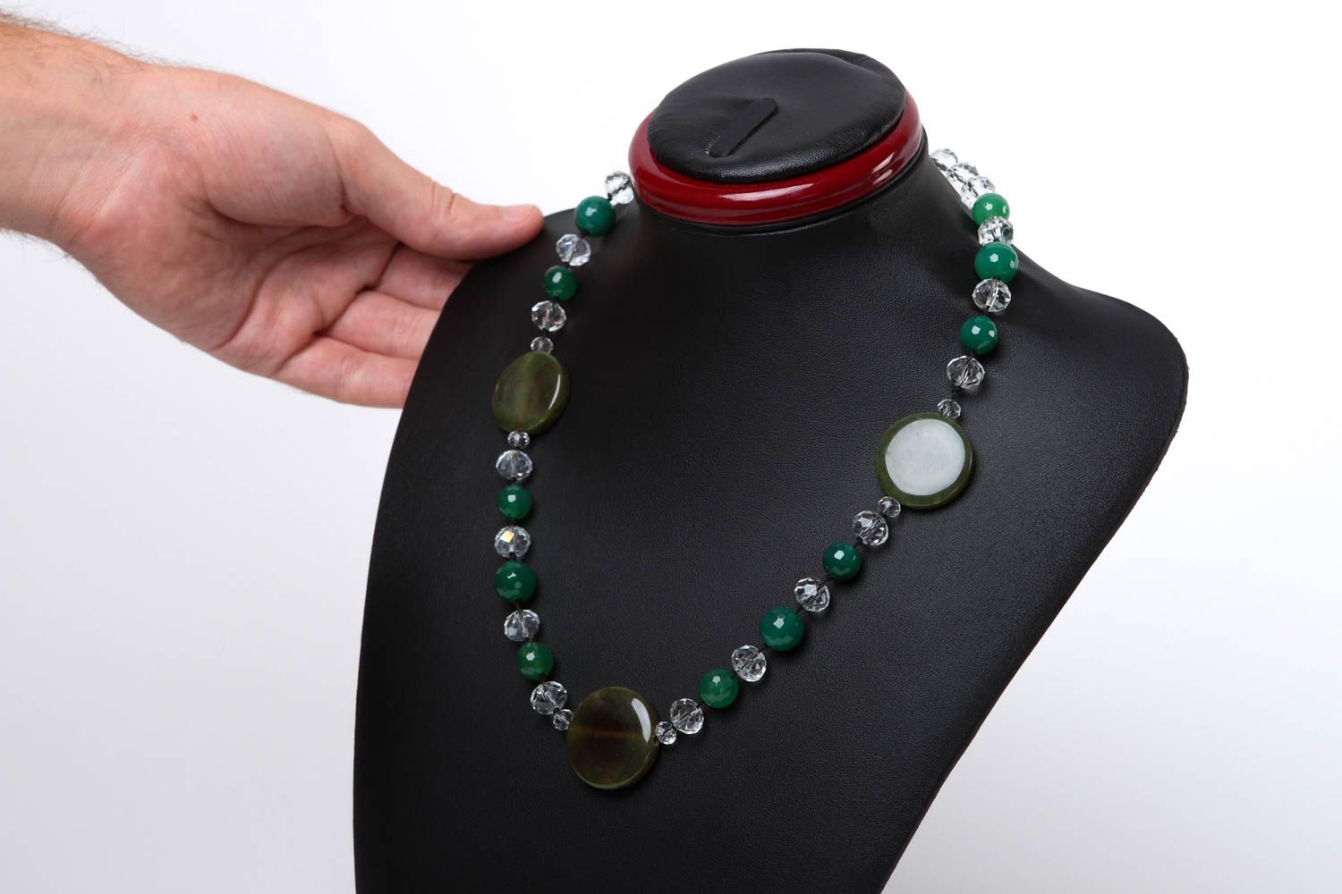 Handmade necklace designer accessory unusual bead necklace stone jewelry photo 5