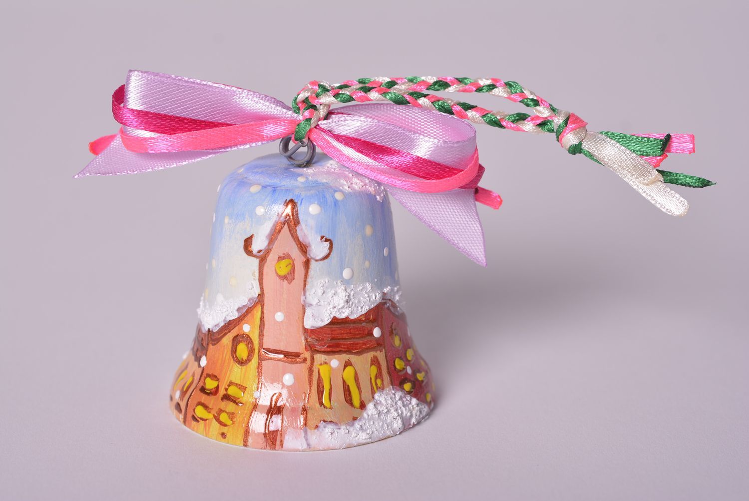 Petite cloche faite main Suspension décorative en argile peinte Déco maison photo 1