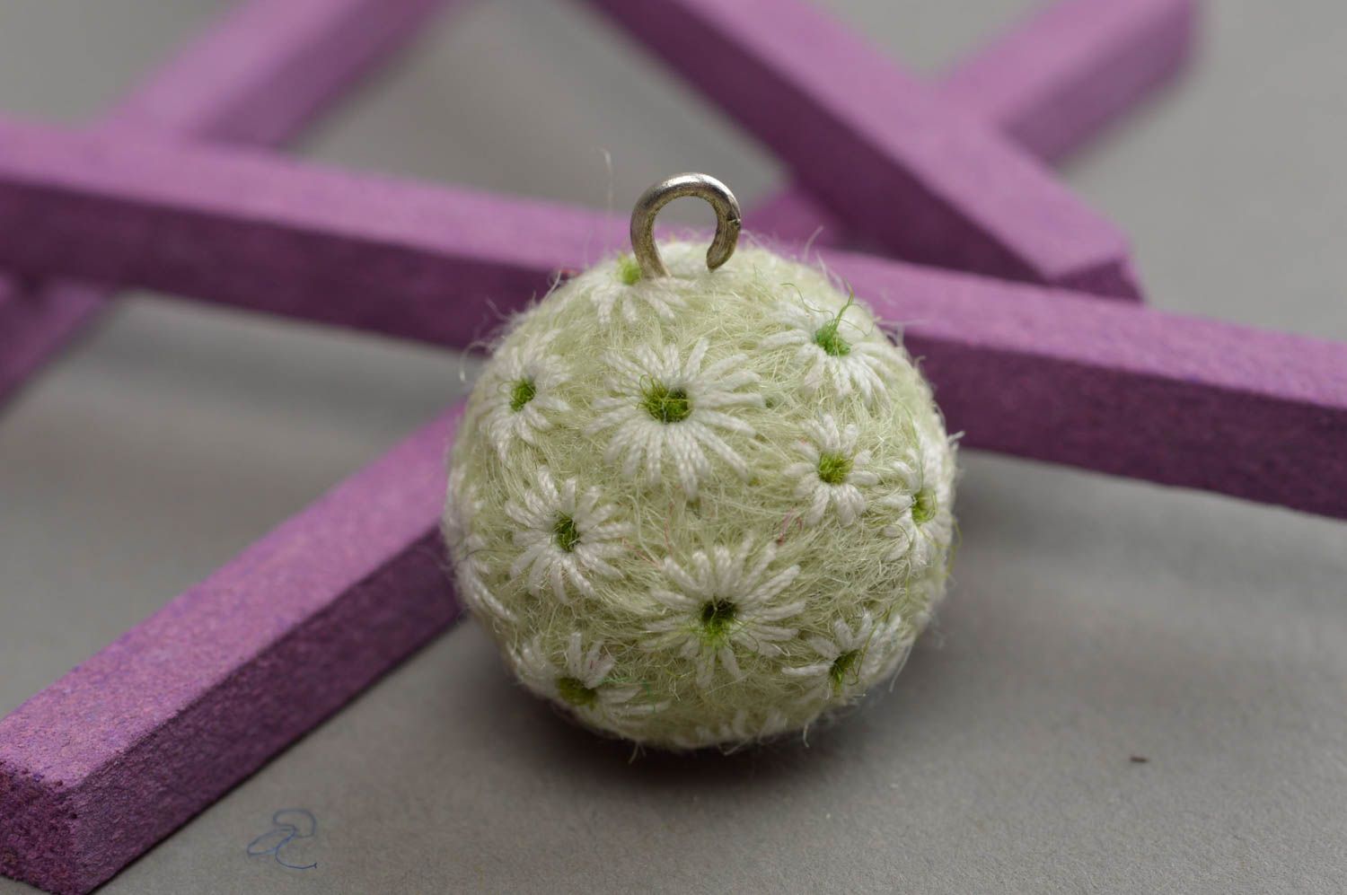 Unusual handmade felted wool ball pendant handcrafted jewelry gifts for her photo 3