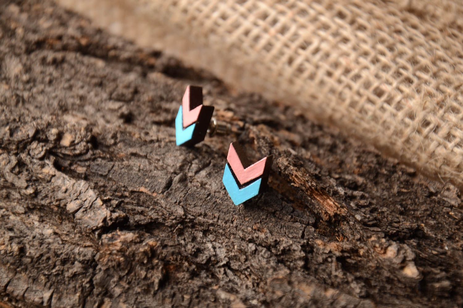 Beautiful handmade wooden stud earrings contemporary jewelry gifts for her photo 1
