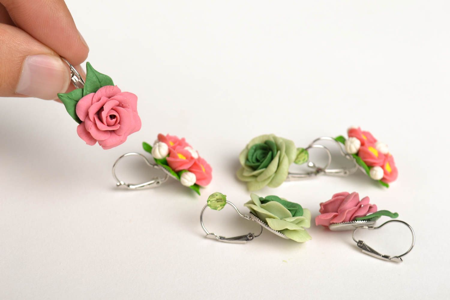 Flower earrings handmade designer earrings molded porcelain earrings for women photo 5