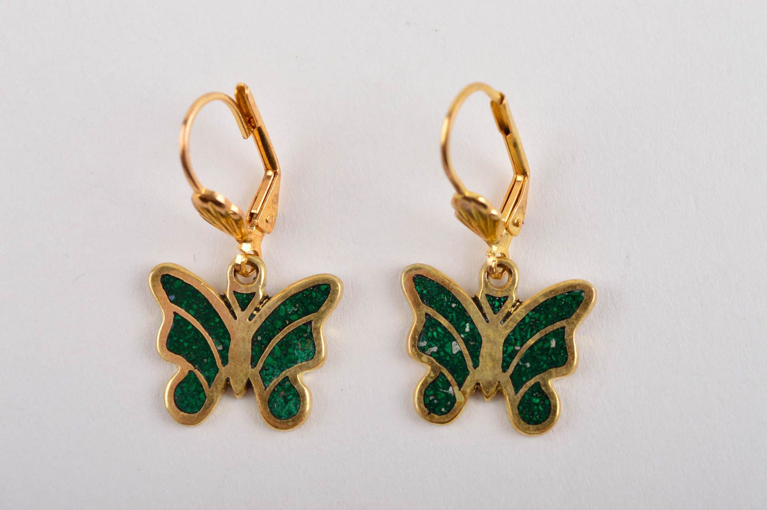 Pendientes de moda mariposas artesanales verdes bisutería fina regalo original foto 3