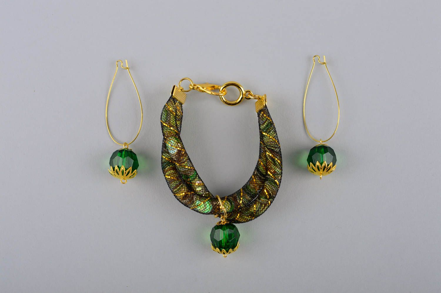 Красивые серьги ручной работы зеленый браслет из бусин украшение из бусин фото 2