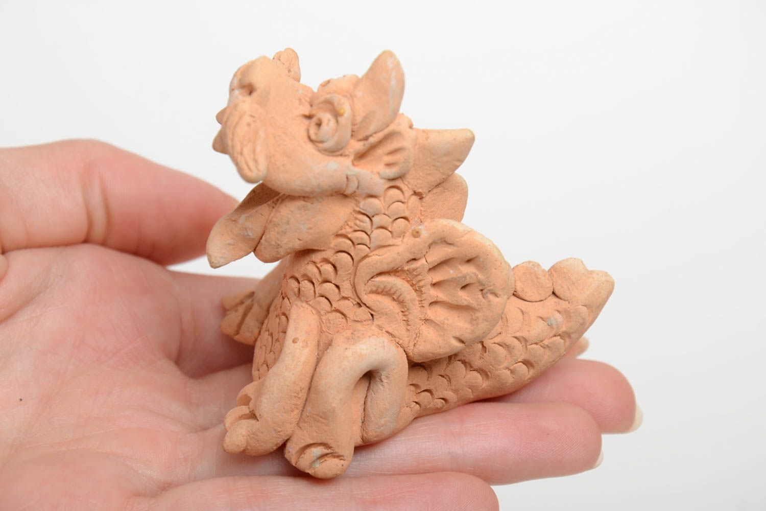 Figura de arcilla hecha a mano con forma de dragón original estilosa bonita foto 5